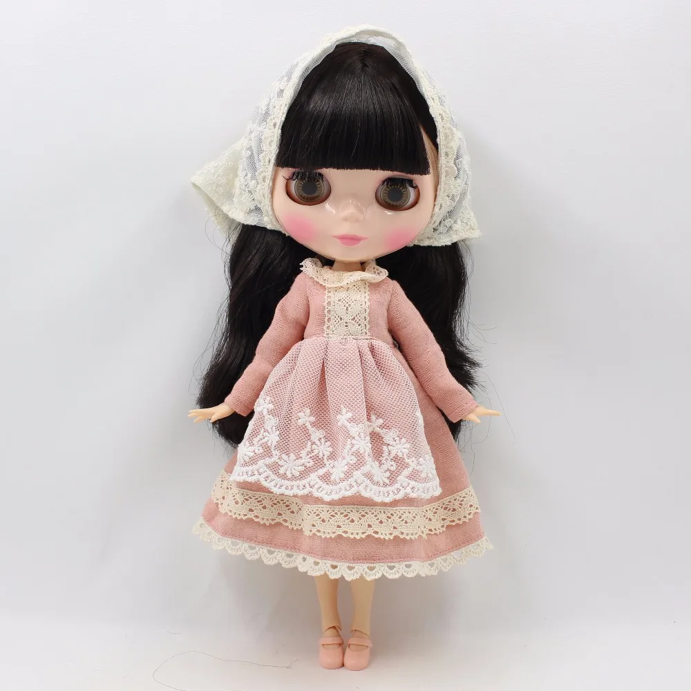 Blyth кукла ледяная игрушка платье светильник розовое платье с кружевным шарфом дамское платье одежда