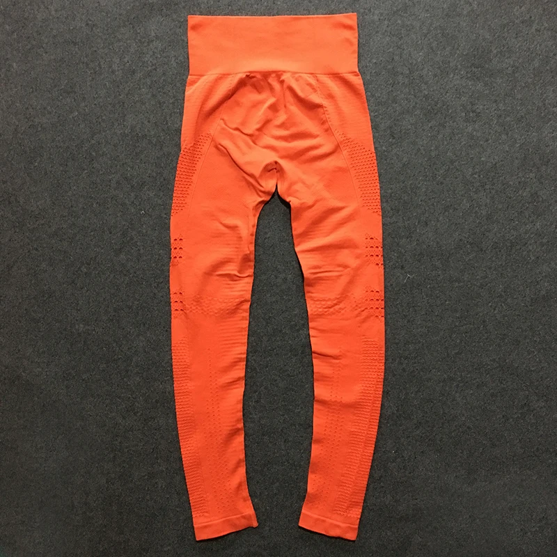 orange leggings Спортивный комплект из 2 предметов, тренировочная одежда для женщин, безупречный трикотажный топ с длинным рукавом+ бесшовные леггинсы, комплект из 2 предметов для йоги - Цвет: orange leggings