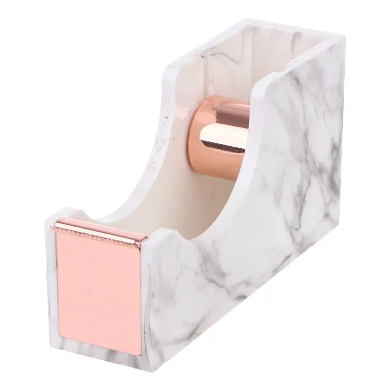 Rose Gold Мраморный Настольный скотч диспенсер Резак металлический сердечник офисные школьные принадлежности - Цвет: Rose Gold