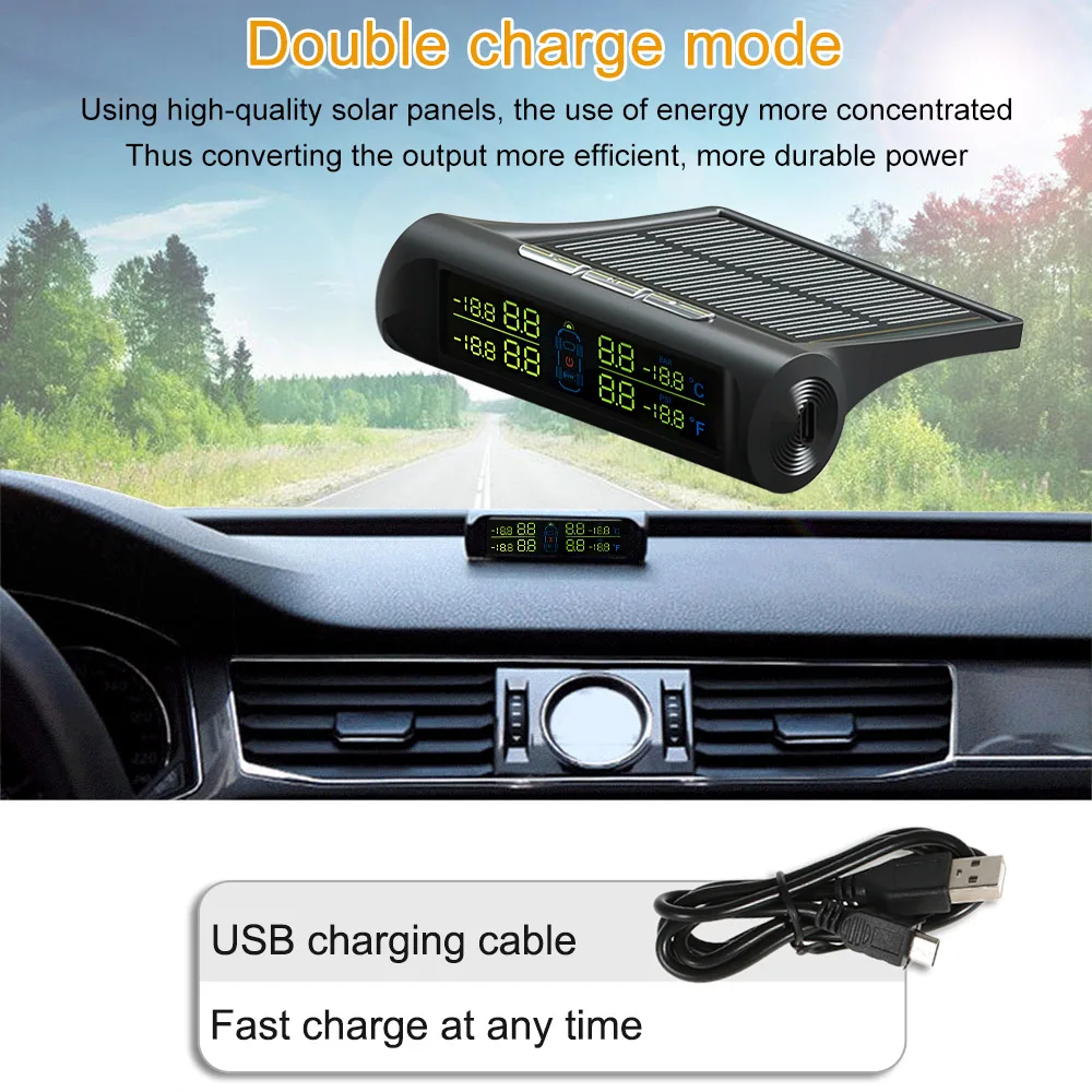 Умные автомобильные TPMS система контроля давления в шинах солнечная энергия