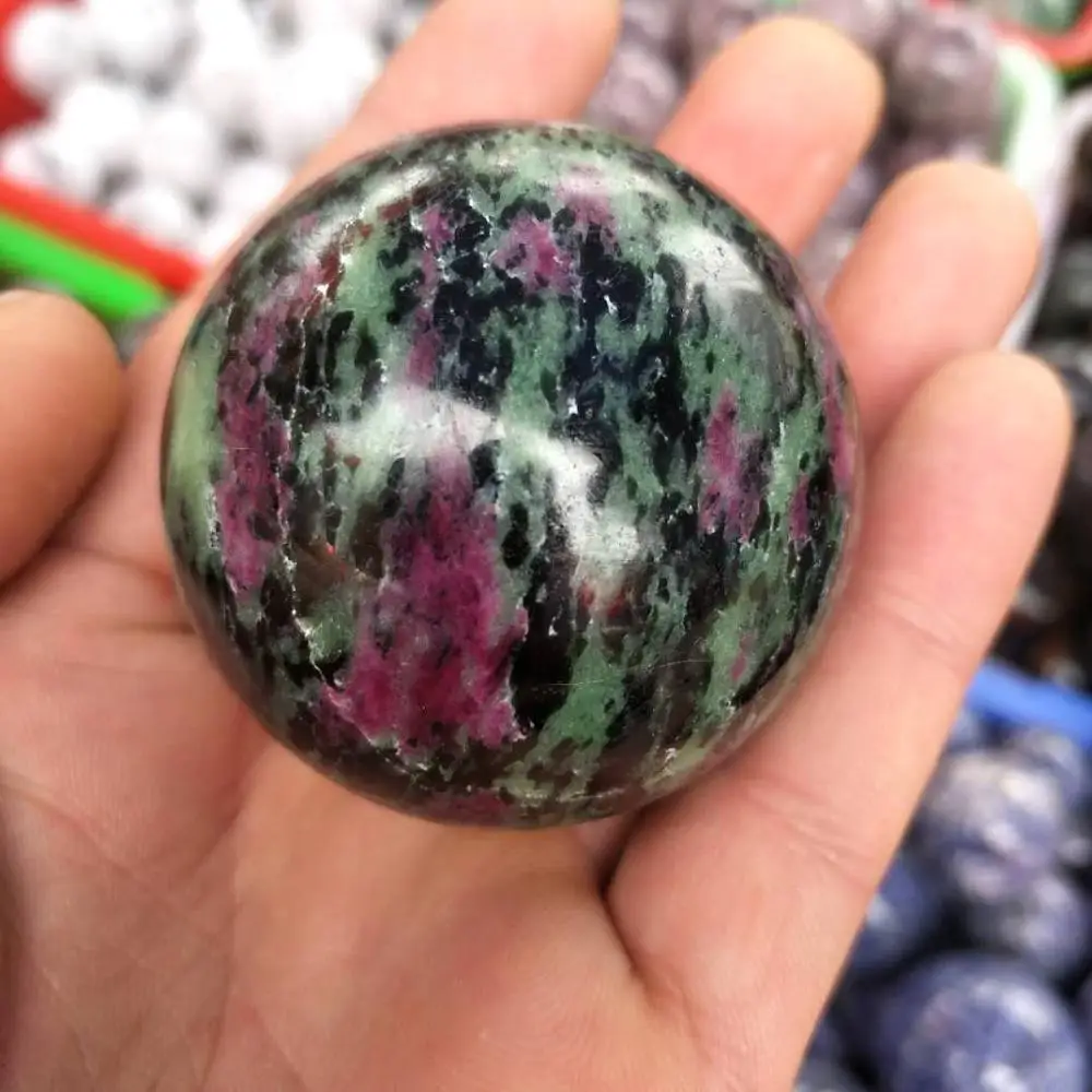 50 мм высококачественный натуральный рубин камень циозит Сферический Кристалл