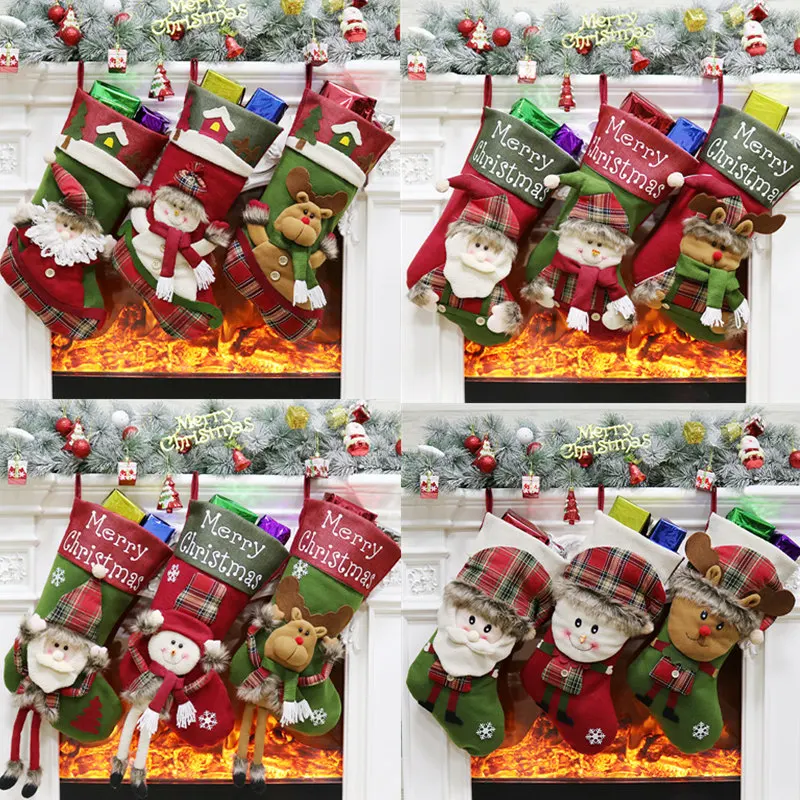 2019 Christmas Gift Santa Sacks Ornaments Festival Party Hanging Candy Bags Xmas Tree Decoration Snowman Stockings Regali Natale | Дом и сад