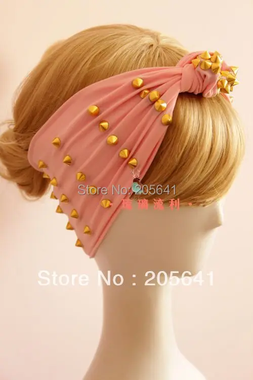 

Повязки на голову с золотыми заклепками в стиле панк, повязки на голову с заклепками ручной работы