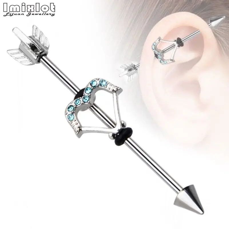 1 шт. длинный промышленный пирсинг для хряща уха из нержавеющей стали | Украшения