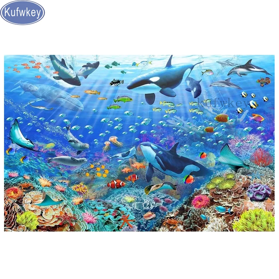 Набор для вышивки крестиком Kufwkey алмазная 5D мозаика с рисунком Кита мотивом