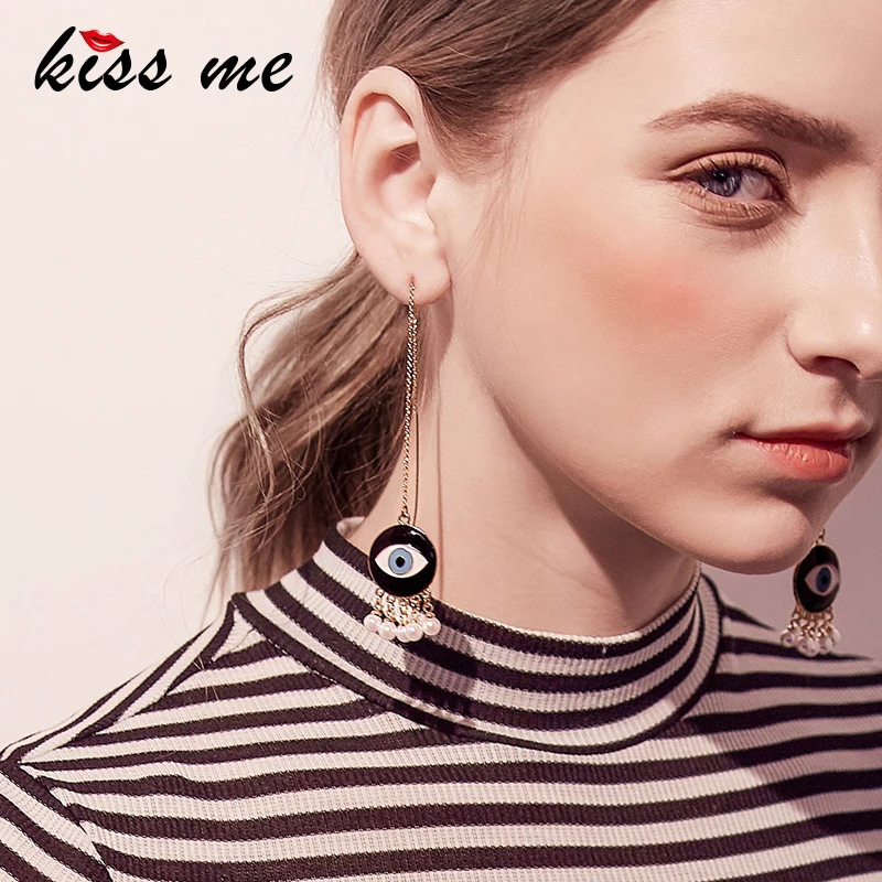 KISS ME милые модные эмалированные глаза висячие серьги Новое поступление античное золото цвет Длинные серьги женские ювелирные изделия