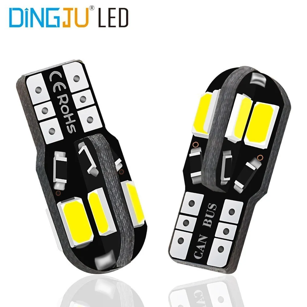 10 шт. T10 светодиодный лампочка для салона автомобиля T10 5730 8SMD светодиодный 12V автомобиль клиновидные боковые светильник белая лампа стайлинга автомобилей авто лампы