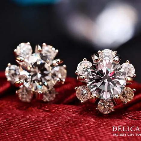 Позолоченные серьги в форме снежинки инкрустированные из циркона