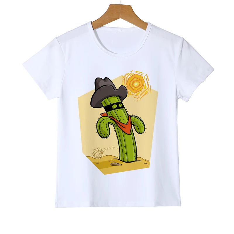 Kawaii/футболка с рисунком кактуса для мальчиков детские футболки детская одежда