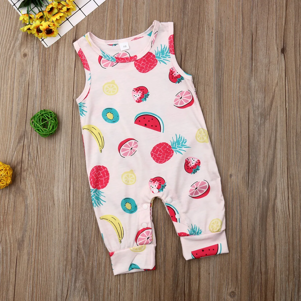 Комбинезоны для новорожденных и маленьких девочек цельный комбинезон с принтом