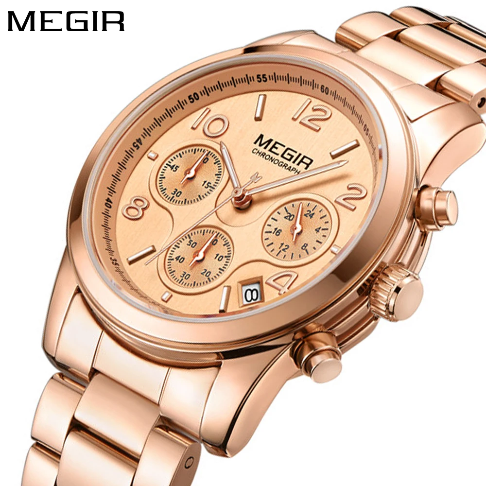 Часы MEGIR женские модные спортивные деловые розовое золото|clock gold|clock brandclock steel |