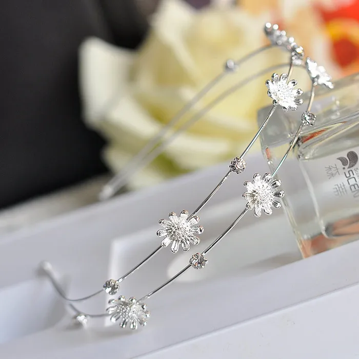 6 Новинка, женские милые повязки для волос, сплав, ободок для волос, стразы, двухслойная повязка на голову, обруч для волос, модные простые аксессуары для волос, головной убор - Цвет: 6