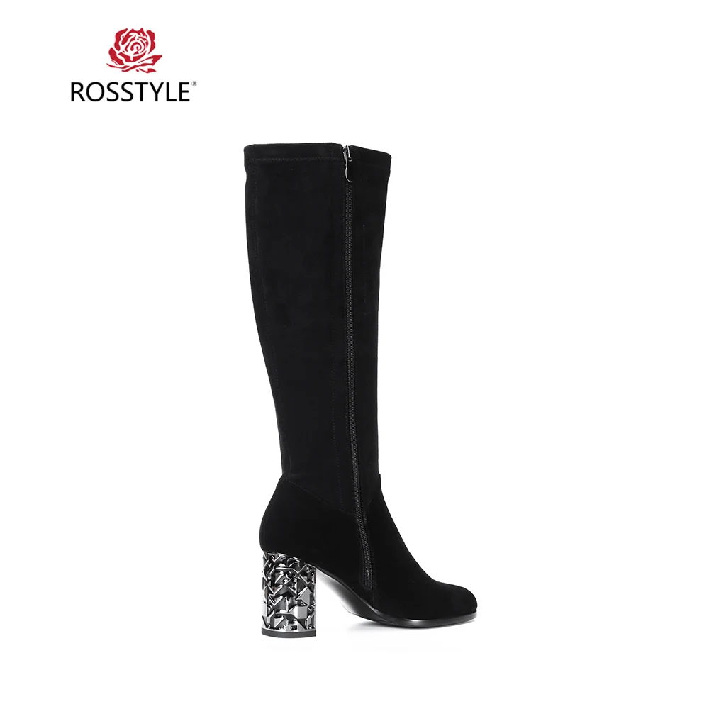 Женские замшевые сапоги ROSSTYLE простые однотонные Классические Теплые до колена