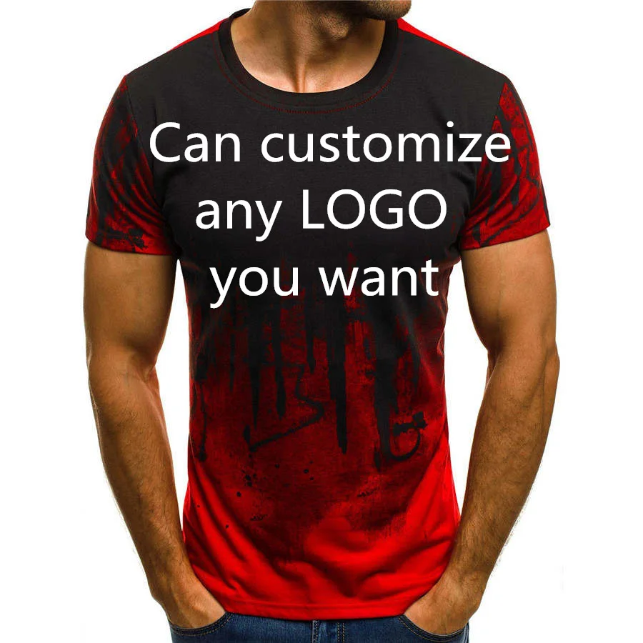 

Men's T shirt Gradient Custom LOGO Print T Shirt Men Summer Casual Fashion Cotton short sleeve High Quality Harajuku hiphop Tops