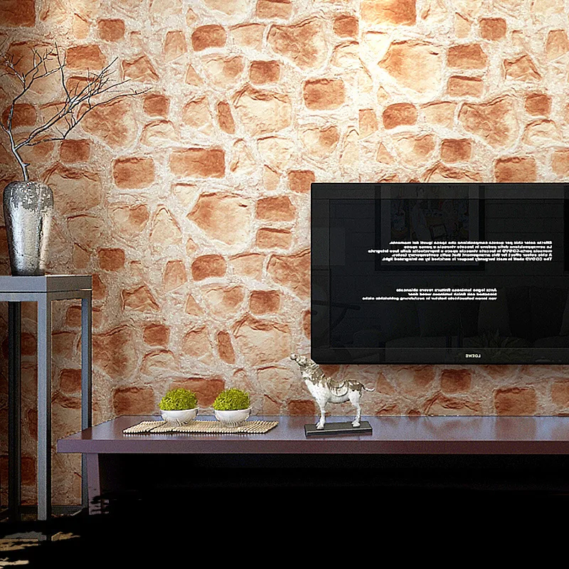 

beibehang Modern Chinese Style Retro Stone Pattern PVC Waterproof Wallpaper Living Room Restaurant Hotel Gravel Wallpaper
