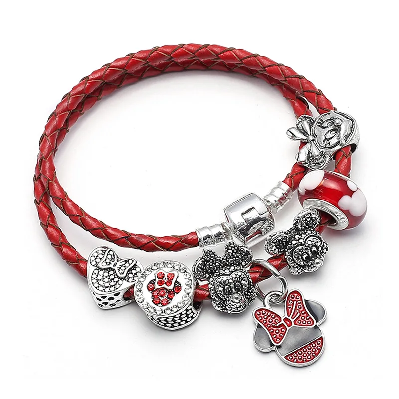 16cm Disney Микки Маус мультфильм женские браслеты аксессуары Minnie кулон Леди подарочные браслеты ювелирные изделия подарок на день рождения Мода - Цвет: 16cm