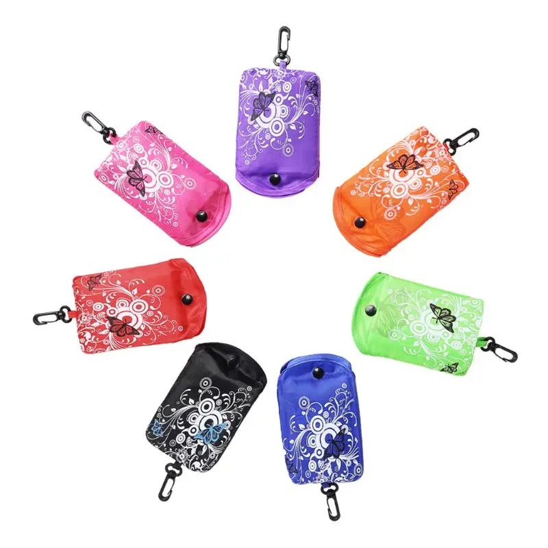 Модная многоразовая складная сумка шоппер с бабочками и цветочным принтом сумки