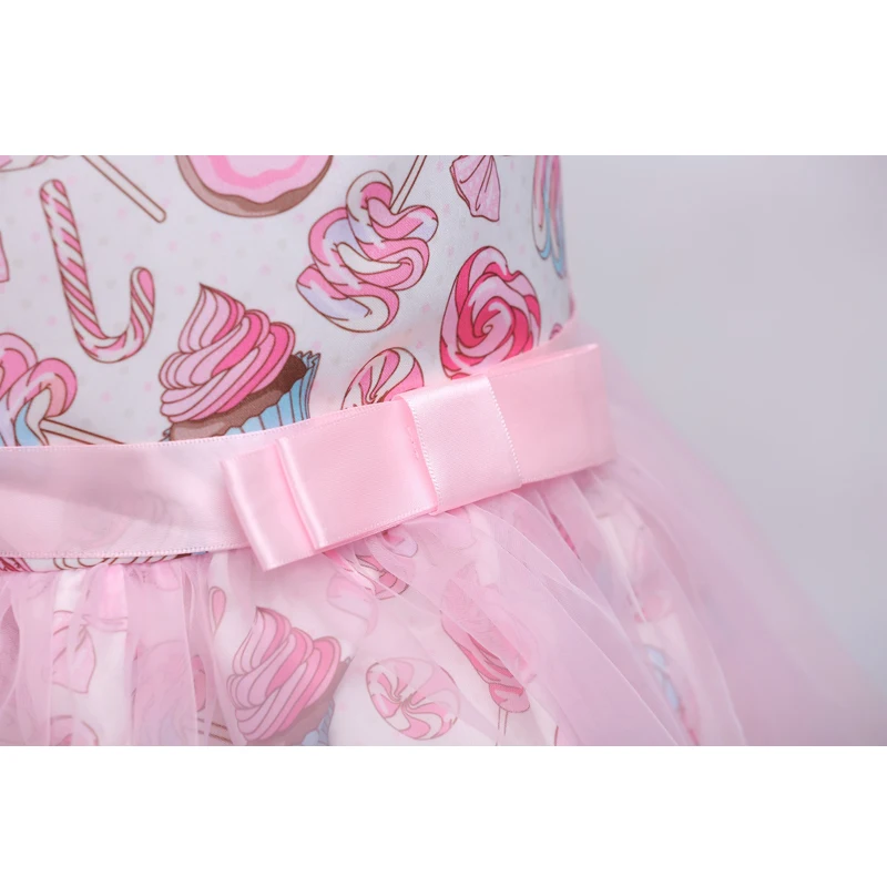 LOVE DD&ampMM Girls Dresses 2022 Summer New Children's Clothing Sweet Ice Cream Printing Mesh Stitching Bow Princess Dress | Детская