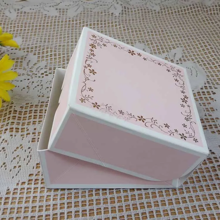 

12*12*4.5cm Pink Cake Paper Box Wedding Party Biscuits Chocolate Candy Gift Paper Box 100pcs\lot Free shipping