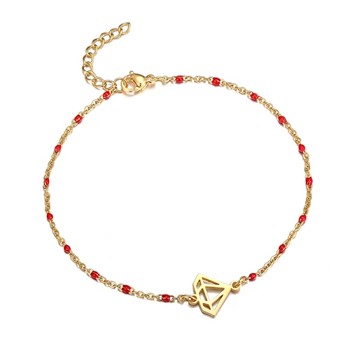 Fashion Colorful Stainless Steel Anklet Women's Beads Gold Pendant Barefoot Sandals Beach Bracelet Foot Jewelry Accessories - Окраска металла: A00022D