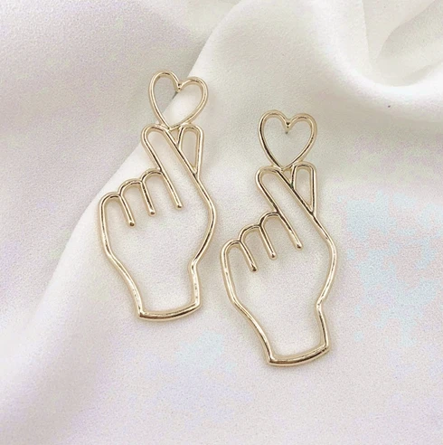gold big size 10 пара/лот Бижутерия Аксессуары сердце серьги руки для женщин - Окраска металла: gold big size