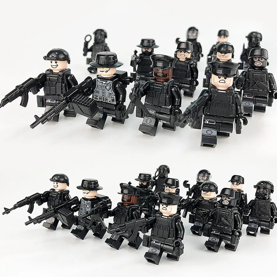 12 шт. Legoing полиция собака обработчик SWAT MOC животных военная Униформа DIY лодка книги
