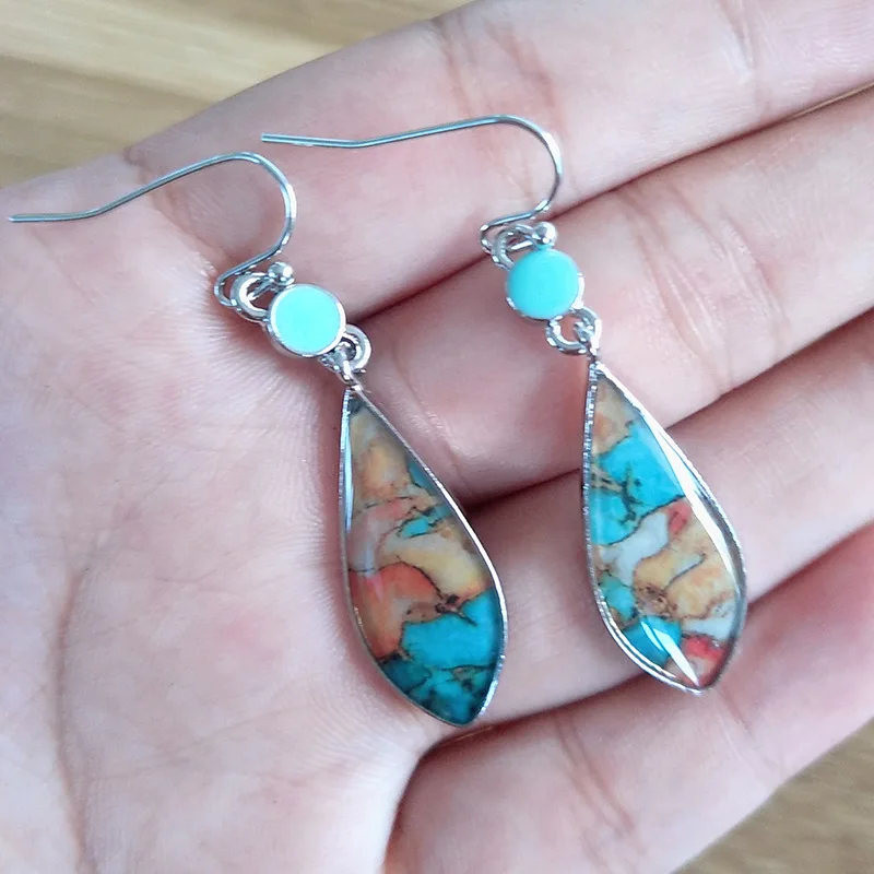 Женские этнические серьги подвески в стиле бохо 1 пара винтажных бирюзовых