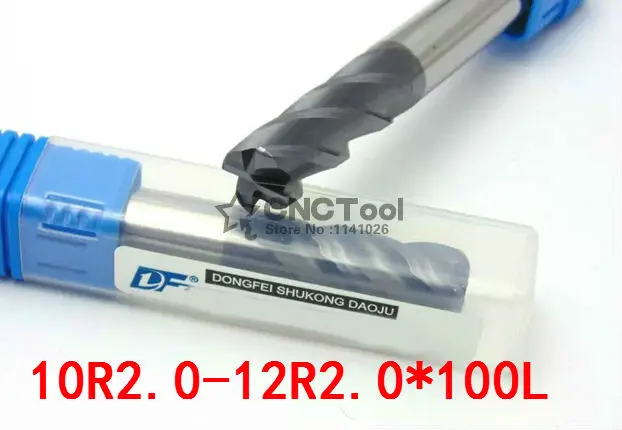 

1PCS 10R2.0-12R2.0*100L 4Flutes Cemented Carbide Corner Radius endmill CNC router bit milling cutter tool (10mm/12mm)