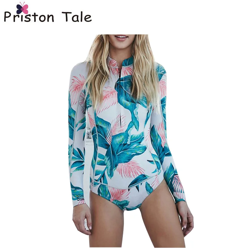 Цветочный Печати Бикини Установить Женщин Купальник С Длинным Рукавом