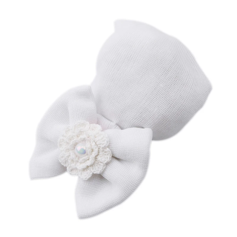 

New Lovely Girls Bow Flower Soft Hospital Cap Newborn Baby Infant Toddler Beanie Cute Fashion Floral Hat 4 Colors