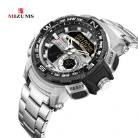dual display led digital zegarek meski sport chronograph mens wrist watches man waterproof stainless steel quartz watch for men