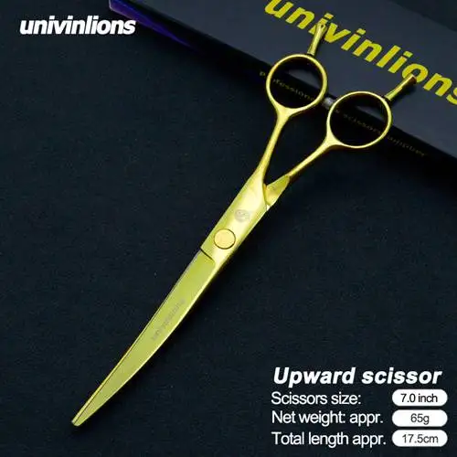 gold upward Univinlions " ножницы для стрижки собак Ножницы для собак Ножницы Для Стрижки животных и кошек ножницы для утончения собак изогнутые ножницы набор инструментов - Цвет: gold upward