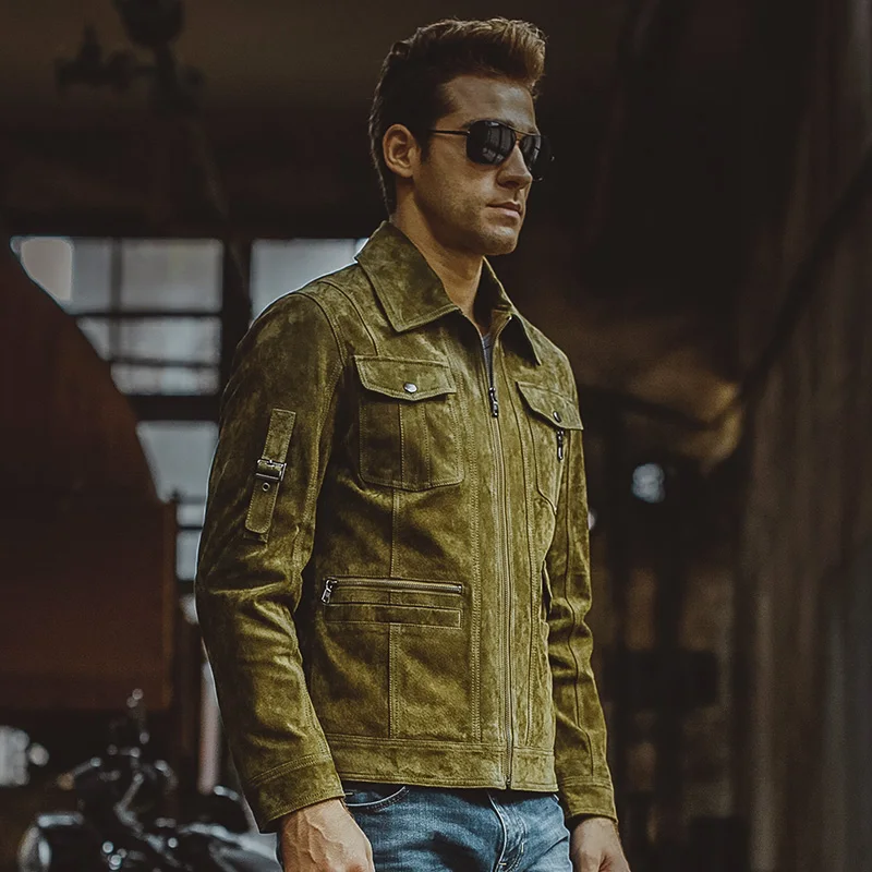 Kожаная куртка мужская джинсовое пальто из свиной шкуры натуральной кожи кожаный