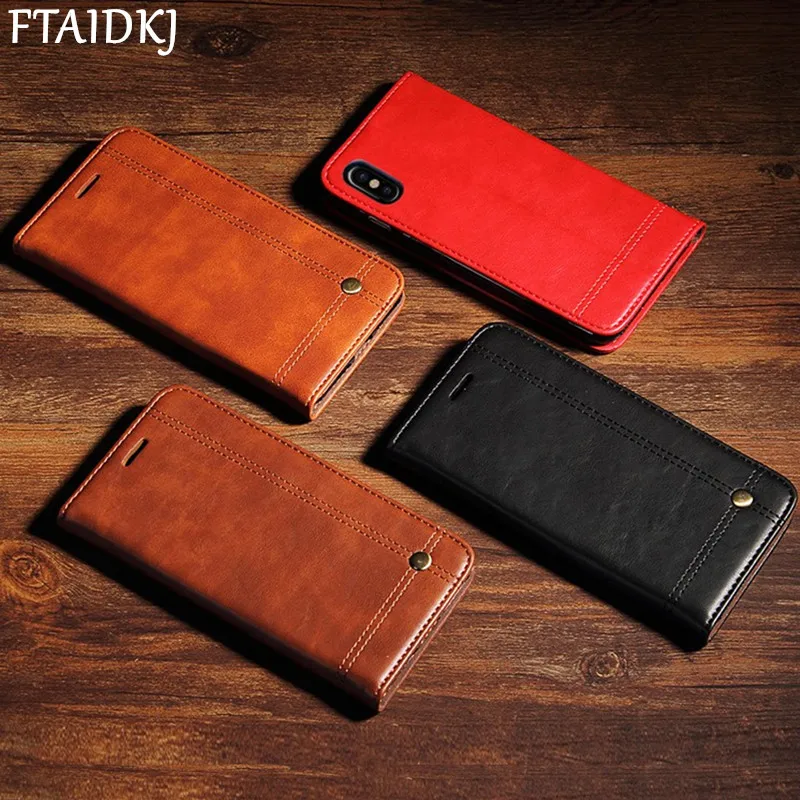 Роскошный Ретро Чехол FTAIDKJ из искусственной кожи Crazy Horse для iPhone 6S 6 7 8 Plus X 5|Бамперы|