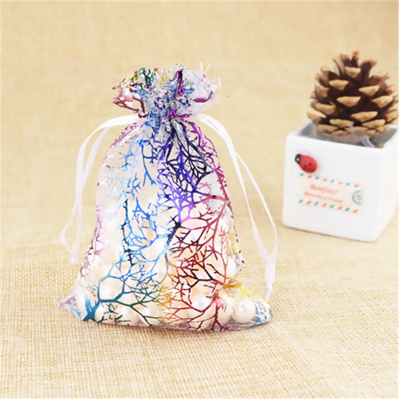 DoreenBeads Organza Jewelry Bags Drawstring Rectangle Multicolor Coralline Gift (Usable Space: 10x9cm) 12cm x9cm 10 PCs | Украшения и
