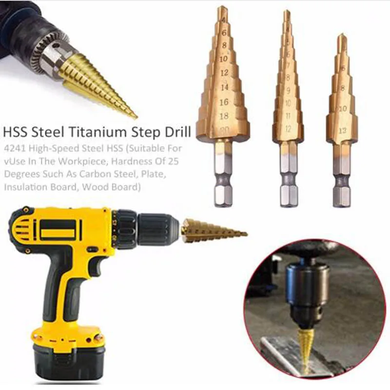 Быстрорежущее стальное титановое ступенчатое сверло для металла 3-12 мм 4-12 4-20