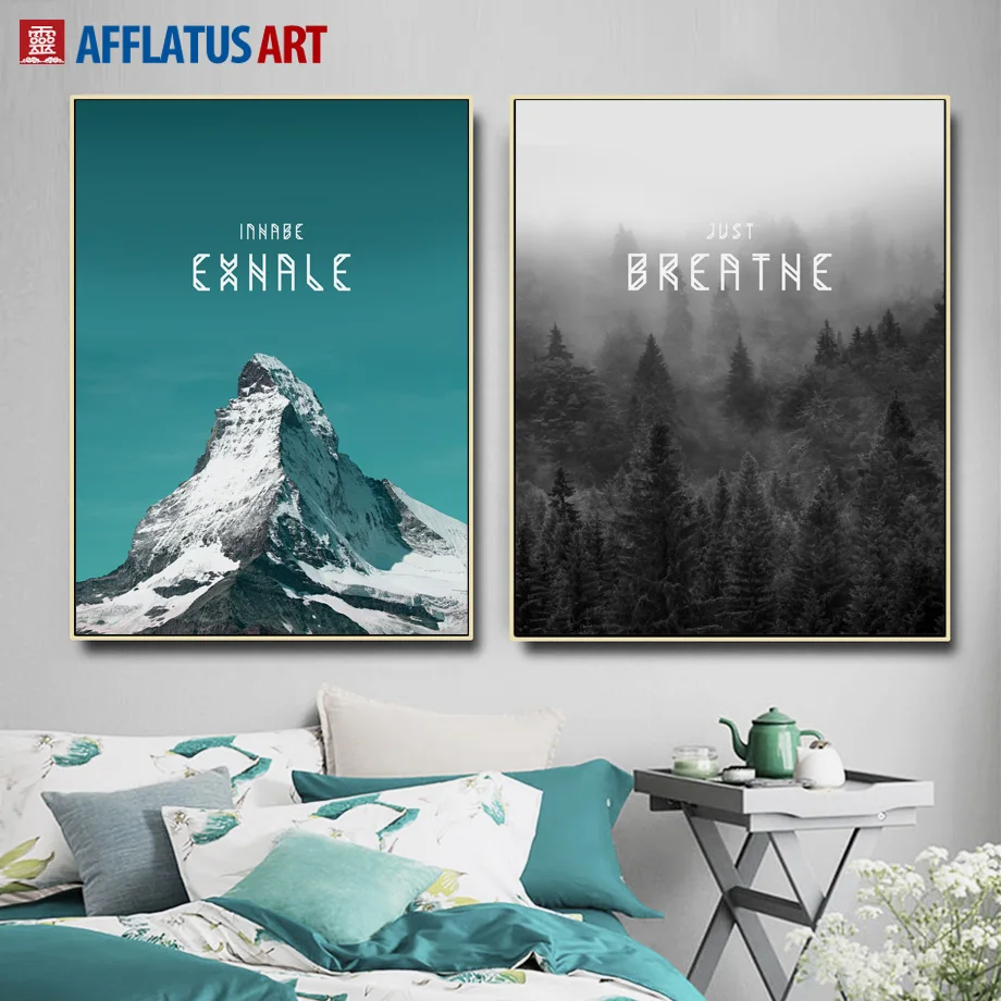 

Blue Sky Snow Mountain Forest Landscape Wall Art Canvas Painting Nordic Posters And Prints Wall Pictures For Living Room Decor
