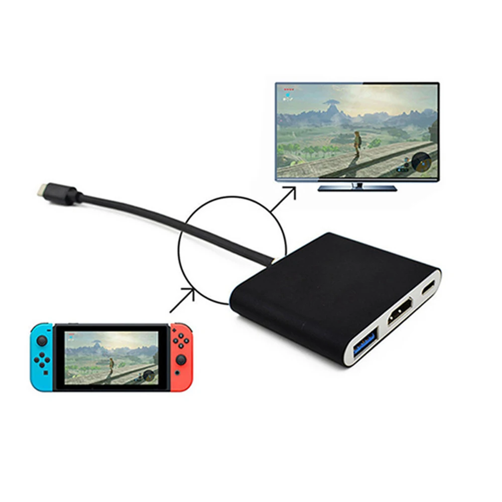 3 в 1 Type C к HDMI/USB 0/Type конвертер адаптер ТВ цифровой 4K 1080P видео для Nintendo