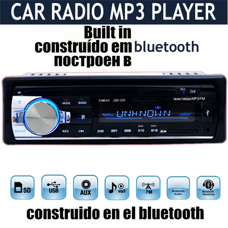 Автомагнитола JSD520 12 В Bluetooth V2.0 1 Din FM Aux вход приемник SD USB MP3 MMC WMA|car radio player|car stereocar |