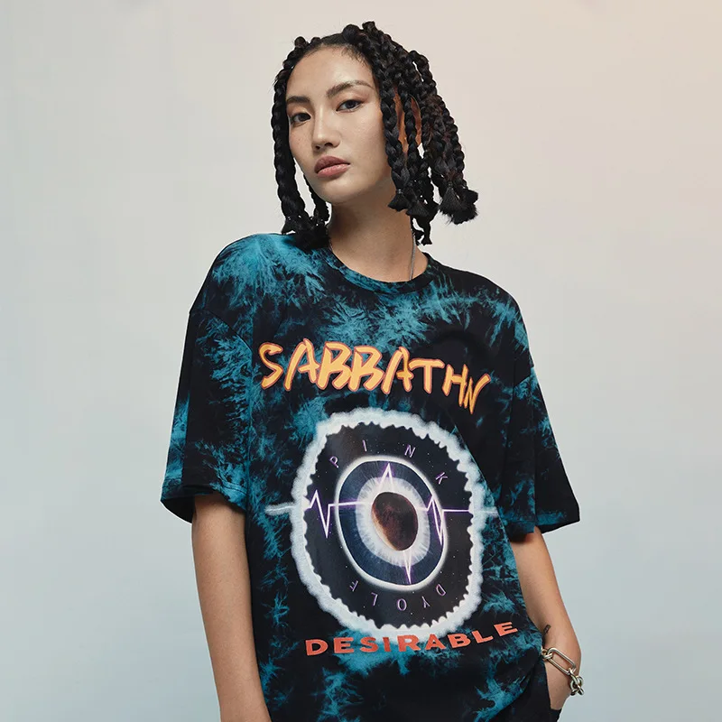 Мужские футболки винтажное вымытое яркое черное отверстие узор уличная одежда