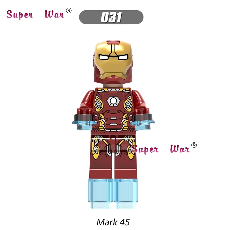 031 Один Marvel Мстители Железный человек Броня коллекционные Tony Stark военная машина строительные блоки кирпичи игрушки для детей - Цвет: 031