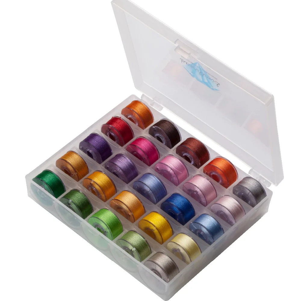 Simthread тип A 75D/2 25 различных цветов вышивка предварительно намотанные шпульки с