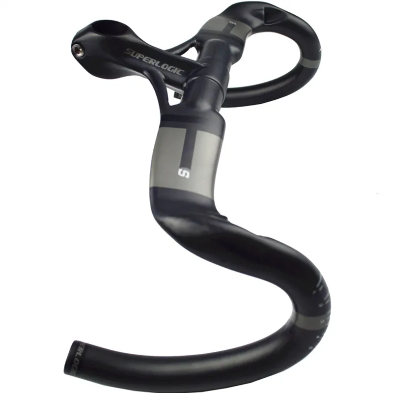 

Руль для велосипеда superlogic, углеродный, Встроенный руль со стержнем, углеродный руль, изогнутый руль, детали для велосипеда, матовый 285g