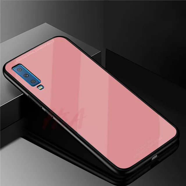 H& A роскошный стеклянный чехол для телефона для samsung Galaxy J4 J6 J8 Plus Мягкий силиконовый чехол для Galaxy A6 A7 A8 чехол для телефона - Цвет: Розовый