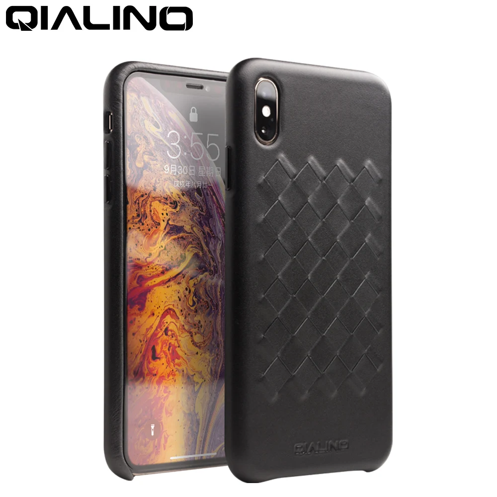 

QIALINO Luxury Genuine Leather Case for iPhone X/XS Hand-knitted Ultra Slim Back Cover for iPhone XR/XS Max 5.8/6.1/6.5 inches