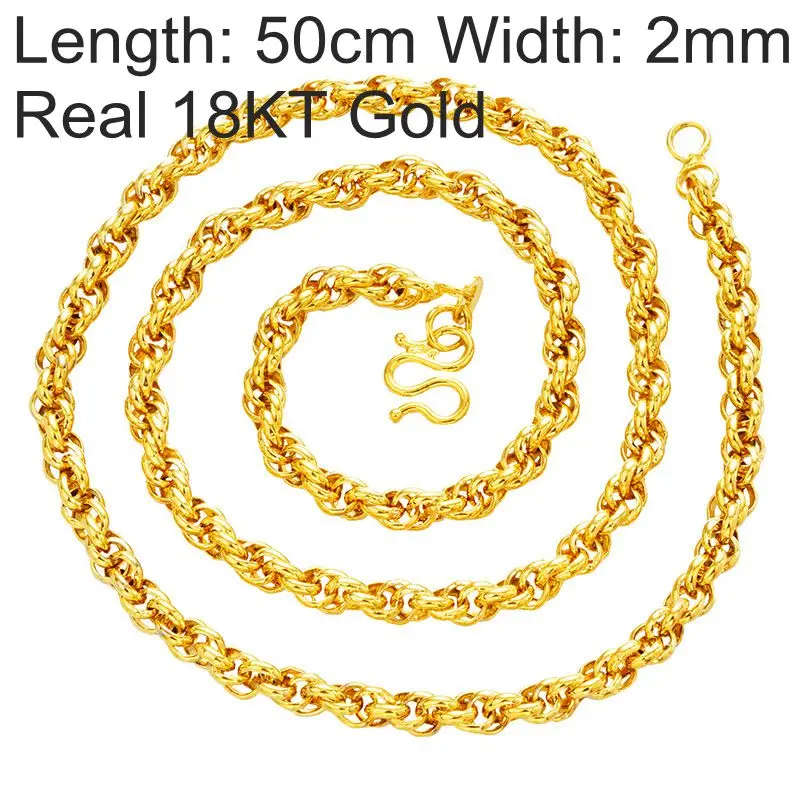 wide 2mm OMHXFC,, Европейская мода, для женщин, для вечеринки, дня рождения, свадьбы, подарок, длина 50 см, витая настоящая 18KT Золотая цепочка, ожерелье NL21 - Цвет камня: wide 2mm