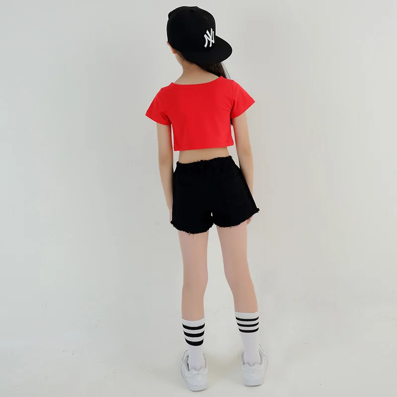 Детская Хлопковая укороченная футболка Топы повседневные шорты одежда в стиле