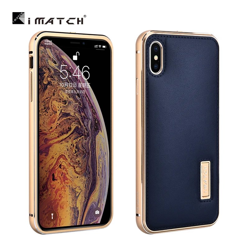 Металлический чехол iMatch для iPhone XS MAX, чехол из натуральной кожи для iPhone X XS MAX, Алюминиевый металлический бампер, задняя крышка