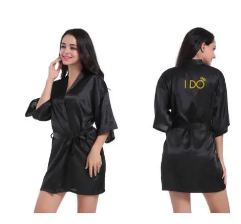 Индивидуальные I Do Crew Robe Золото письмо невесты команда кимоно атласный халат бакалавр свадебный подарок одежда для невесты