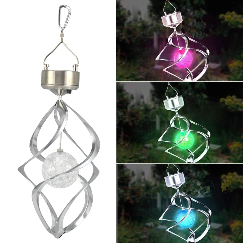 Wholesales item SOLAR POWERED SPIRAL WIND SPINNER WITH COLOUR CHANGING LED LIGHT GARDEN ORNAMENT |